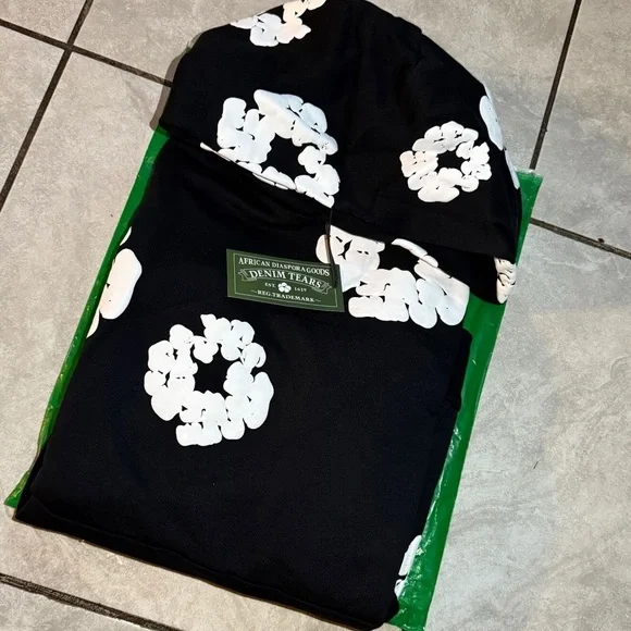 Men's V-Neck Sweater - Black and White Floral